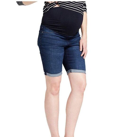 Isabel Maternity Mid Rise Jean shorts 0 - Picture 1 of 9
